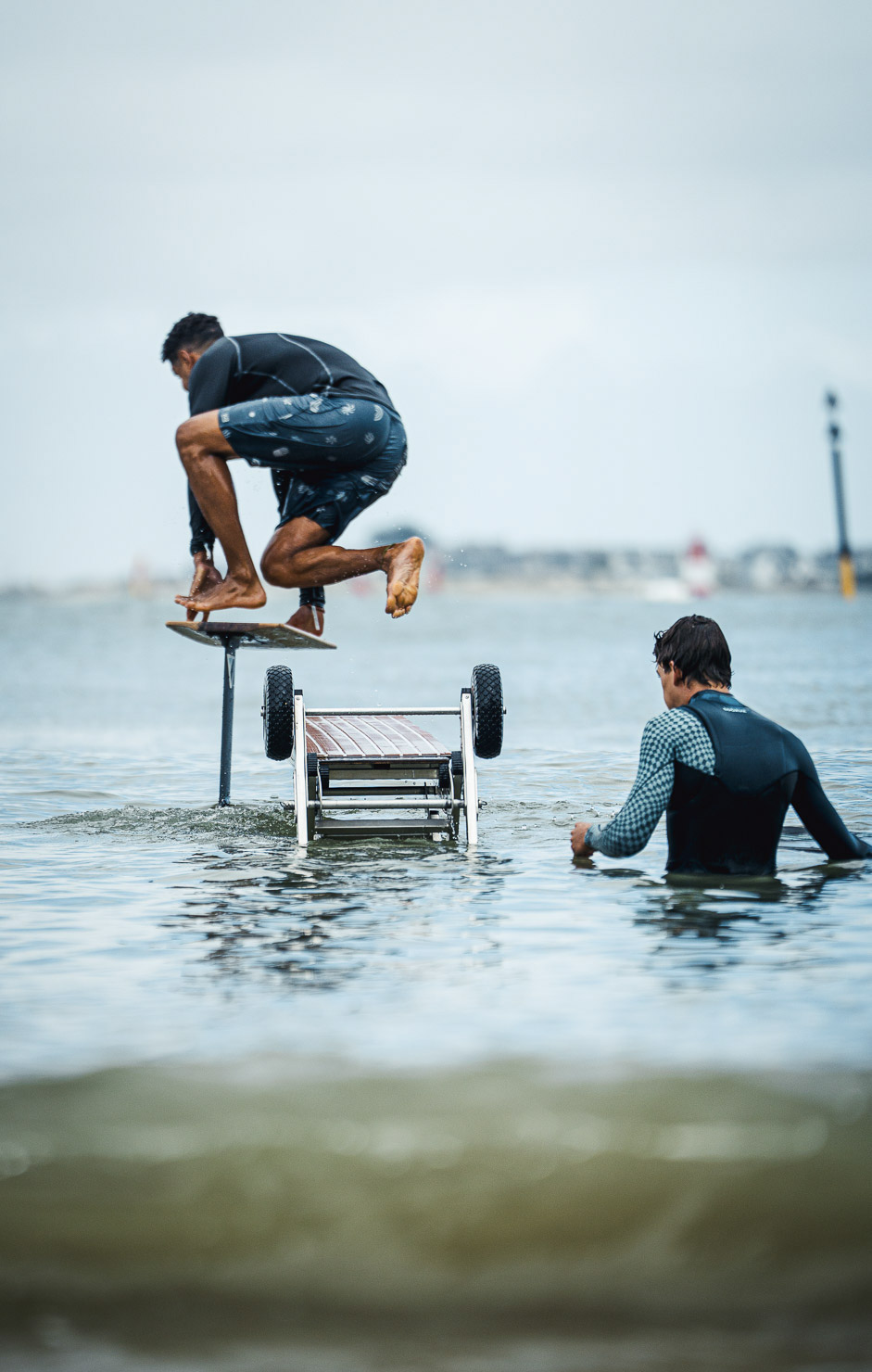 Départ en dockstart sur foil